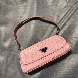 Prada look a like Pink Croc-Embossed Women's Bag